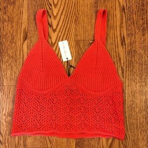 Rachel Comey Vibrant Red Knit Crop Top 60% Cotton 40% Acrylic